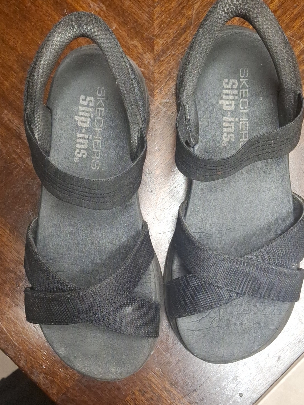 Skechers Black Women's Slip‑In Strappy Sandals